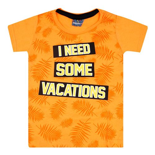 Camiseta Infantil Masculino Manga Curta com Silk Laranja Férias (4/6/8) - Viston - Tamanho 6 - Laranja
