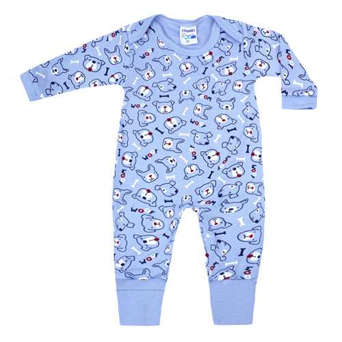 Macacão Bebê Vira Pé Suedine Lilás Cachorrinhos (RN/P/M/G) - Curioso - Tamanho P - Lilás