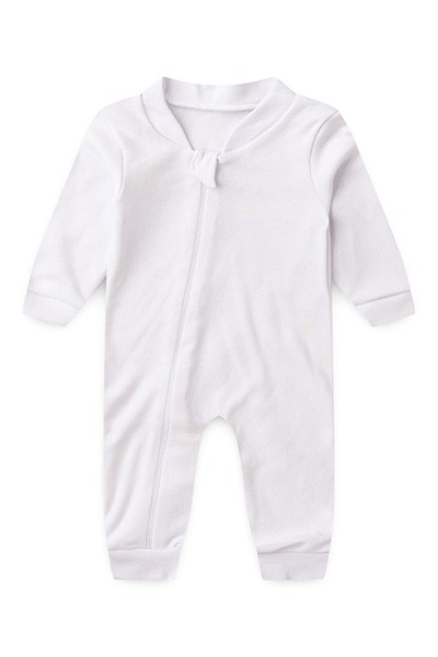 Macacão Bebê sem Pé Suedine Branco (RN/P/M/G/1) - Bebê Fofuxo - Tamanho G - Branco