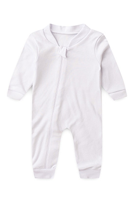 Macacão Bebê sem Pé Suedine Branco (RN/P/M/G/1) - Bebê Fofuxo
