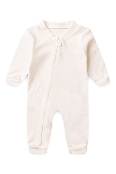 Macacão Bebê sem Pé Suedine Off White (RN/P/M/G/1) - Bebê Fofuxo - Tamanho G - Off White
