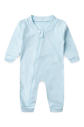Macacão Bebê Masculino sem Pé Suedine Azul (RN/P/M/G/1) - Bebê Fofuxo