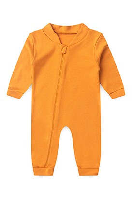 Macacão Bebê sem Pé Suedine Mostarda (RN/P/M/G/1) - Bebê Fofuxo
