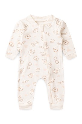 Macac�o Beb� sem P� Suedine Off White Safari (RN/P/M/G/1) - Beb� Fofuxo