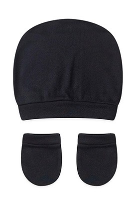 Kit Touca e Luva Beb� Suedine Preto (UN) - Beb� Fofuxo