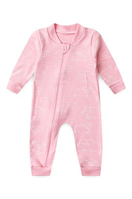 Macacão Bebê Feminino sem Pé Suedine Rosa Ovelhinha (RN/P/M/G) - Bebê Fofuxo