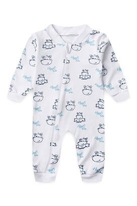 Macac�o Beb� sem P� Suedine Branco Hipop�tamo (RN/P/M/G/1) - Beb� Fofuxo