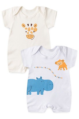 Kit Bebê Macacão Banho de Sol 2 Peças Suedine Safari (P/M/G) - Bebê Fofuxo