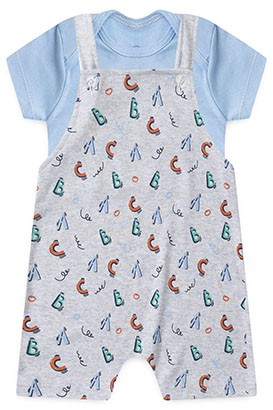 Conjunto Bebê Jardineira Masculino ABC Mescla (P/M/G/GG) - Orango Kids