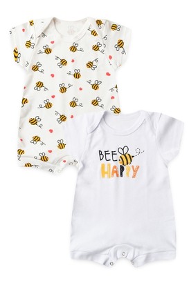 Kit Bebê Macacão Banho de Sol 2 Peças Suedine Abelhinha (P/M/G) - Bebê Fofuxo