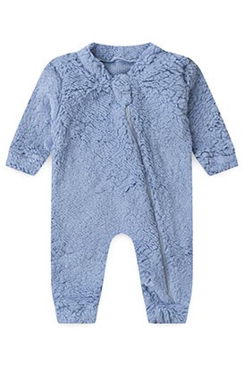 Macacão Bebê sem Pé Pele de Carneiro Azul (RN/P/M/G/1) - Bebê Fofuxo