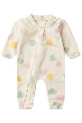 Macac�o Beb� sem P� Soft Cora��o Off White (RN/P/M/G/1) - Beb� Fofuxo