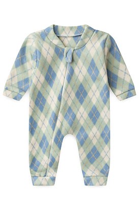 Macac�o Beb� sem P� Soft Xadrez Azul e Verde (RN/P/M/G/1) - Beb� Fofuxo