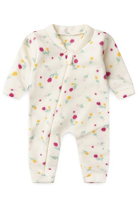 Macac�o Beb� sem P� Soft Florzinhas Off White (RN/P/M/G/1) - Beb� Fofuxo