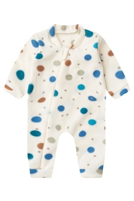 Macacão Bebê sem Pé Soft Poá Off White (RN/P/M/G/1) - Bebê Fofuxo