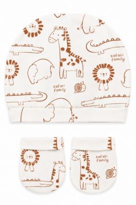 Kit Touca e Luva Beb� Suedine Off White Selva (UN) - Beb� Fofuxo