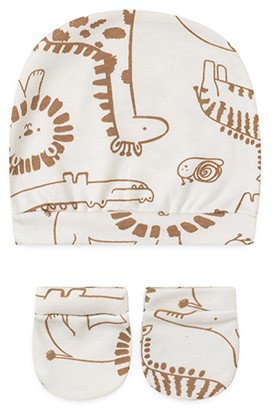 Kit Touca e Luva Beb� Suedine Off White Selva (UN) - Beb� Fofuxo