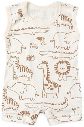 Banho de Sol Beb� Regata Suedine Off White Selva (P/M/G) - Beb� Fofuxo