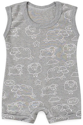 Banho de Sol Beb� Regata Suedine Mescla Ovelinha (P/M/G) - Beb� Fofuxo