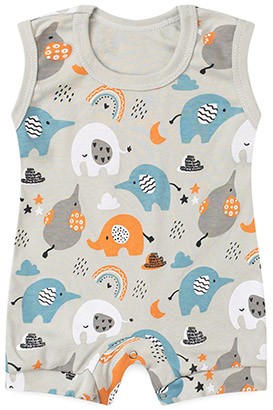 Banho de Sol Beb� Regata Suedine Cinza Elefantinho (P/M/G) - Beb� Fofuxo