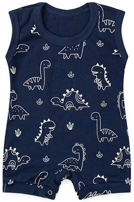 Banho de Sol Beb� Regata Suedine Marinho Dino (P/M/G) - Beb� Fofuxo