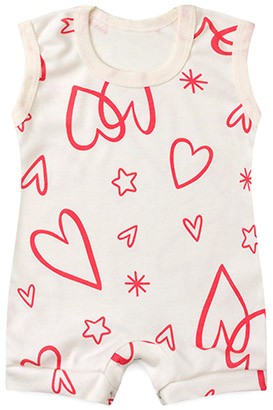 Banho de Sol Beb� Regata Suedine Off White Cora��es (P/M/G) - Beb� Fofuxo