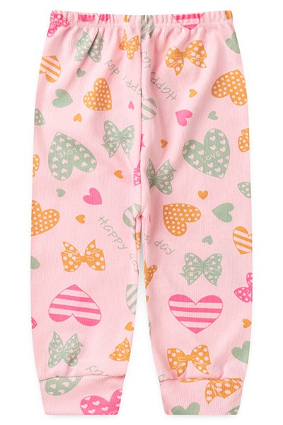 Mijão (Culote) Bebê Feminino sem Pé Canelado Rosa Corações (RN/P/M/G) - Top Chot - Tamanho P - Rosa