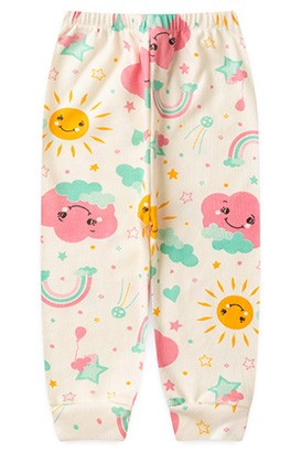 Mijão (Culote) Bebê Feminino sem Pé Canelado Off White Solzinho (RN/P/M/G) - Top Chot