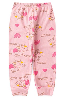 Mijão (Culote) Bebê Feminino Canelado sem Pé Rosa Ursa Coração (RN/P/M/G) - Top Chot
