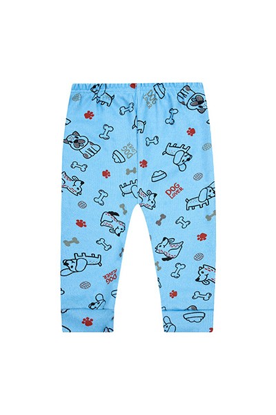 Mijão (Culote) Bebê Masculino Canelado sem Pé Azul Doguinho (RN/P/M/G) - Top Chot - Tamanho G - Azul