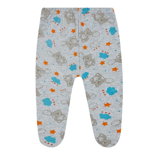 Mijão (Culote) Bebê Canelado com Pé Mescla Ursa Balões (RN/P/M/G) - Top Chot - Tamanho RN - Mescla