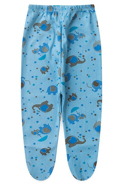 Mijão (Culote) Bebê Masculino Canelado Azul Elefante com Pé (RN/P/M/G) - Top Chot - Tamanho M - Azul