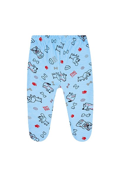 Mijão (Culote) Bebê Masculino Canelado com Pé Azul Doguinho (RN/P/M/G) - Top Chot - Tamanho RN - Azul