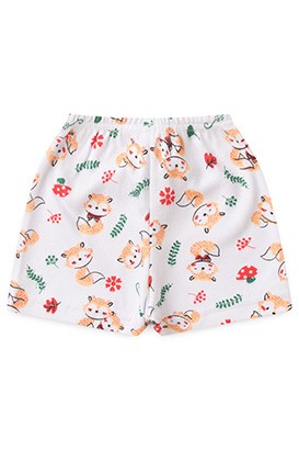 Shorts Bebê Canelado Branco Raposinha (1/2/3) - Top Chot