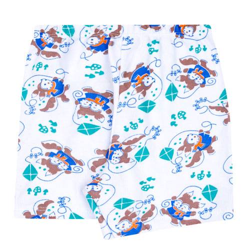 Shorts Bebê Masculino Canelado sem Punho Branco Raposa Pipa (1/2/3) - Top Chot - Tamanho 3 - Branco