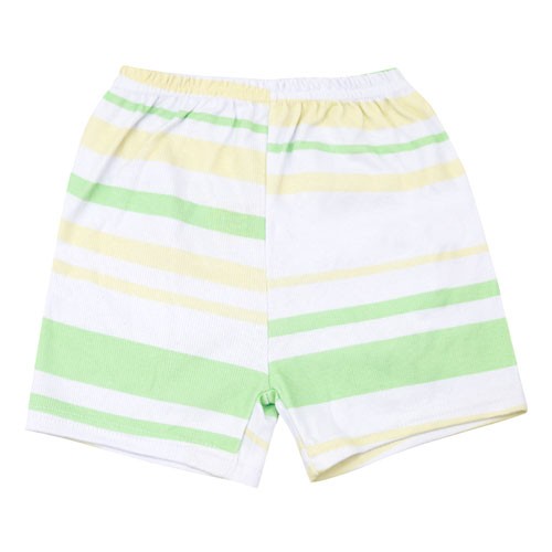 Shorts Bebê Canelado Listras Grandes sem Punho Verde e Amarelo (1/2/3) - Top Chot - Tamanho 1 - Amarelo,Verde,Branco