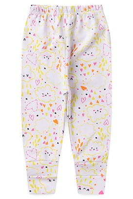 Mijão (Culote) Bebê Feminino Canelado Vira-Pé Branco Nuvem Coração (RN/P/M/G) - Top Chot