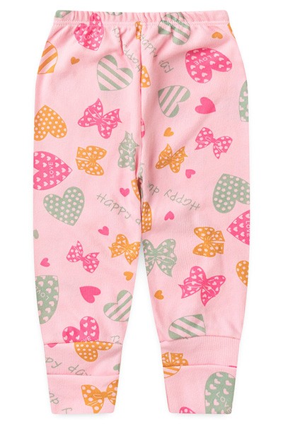 Mijão (Culote) Bebê Feminino Canelado Vira-Pé Rosa Corações (RN/P/M/G) - Top Chot - Tamanho RN - Rosa