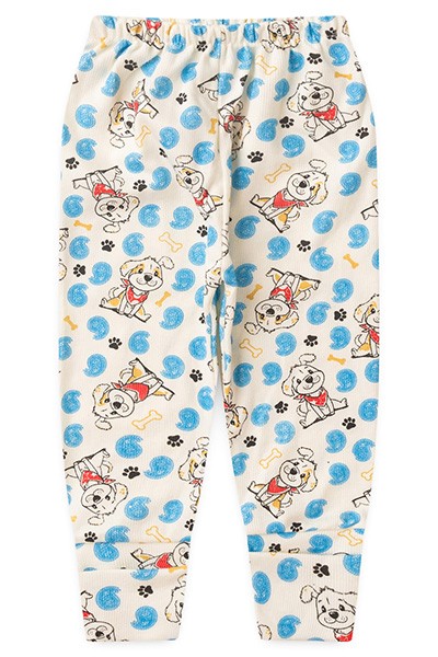 Mijão (Culote) Bebê Canelado Vira-Pé Creme Doguinho (RN/P/M) - Top Chot - Tamanho G - Azul,Creme
