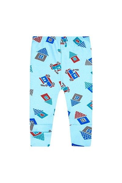 Mijão (Culote) Bebê Masculino Canelado Vira-Pé Turquesa Casinha (RN/P/M/G) - Top Chot - Tamanho M - Turquesa