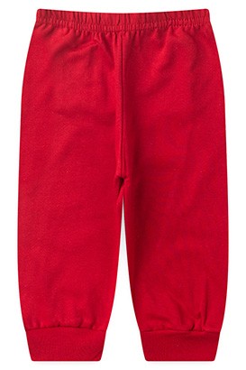 Calça Bebê Moletinho com Punho Vermelha (P/M/G) - Top Chot
