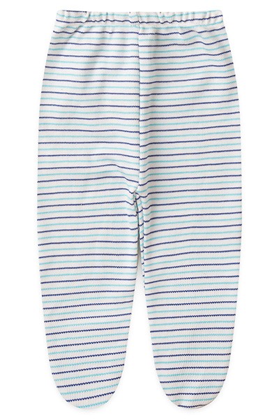 Mijão (Culote) Bebê Canelado Listrado com Pé (RN/P/M/G) - Top Chot - Tamanho M - Azul Marinho,Turquesa