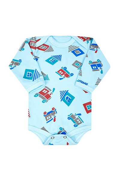 Body Bebê Masculino Manga Longa Canelado Turquesa Casinha (RN/P/M/G) - Top Chot - Tamanho RN - Turquesa