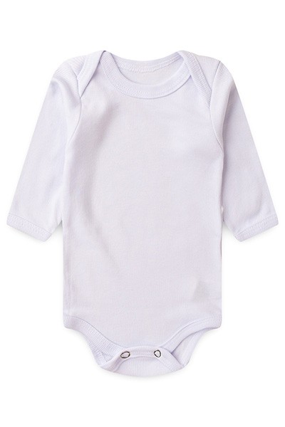 Body Bebê Canelado Liso Manga Longa (RN/P/M/G) - Top Chot - Tamanho M - Branco