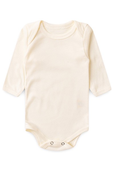 Body Bebê Canelado Liso Manga Longa (RN/P/M/G) - Top Chot - Tamanho M - Creme