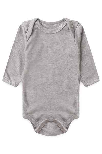 Body Bebê Canelado Liso Manga Longa (RN/P/M/G) - Top Chot - Tamanho G - Mescla