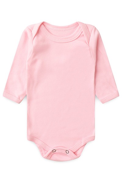 Body Bebê Canelado Liso Manga Longa (RN/P/M/G) - Top Chot - Tamanho M - Rosa