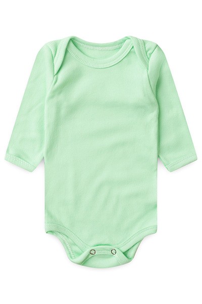 Body Bebê Canelado Liso Manga Longa (RN/P/M/G) - Top Chot - Tamanho M - Verde