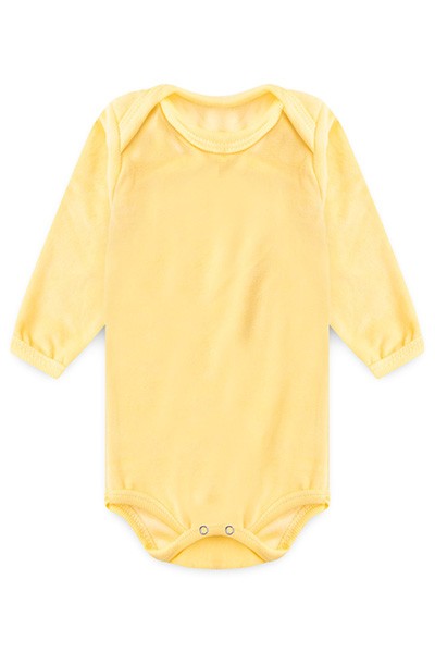 Body Bebê Plush Liso Manga Longa (RN/P/M/G) - Top Chot - Tamanho G - Amarelo