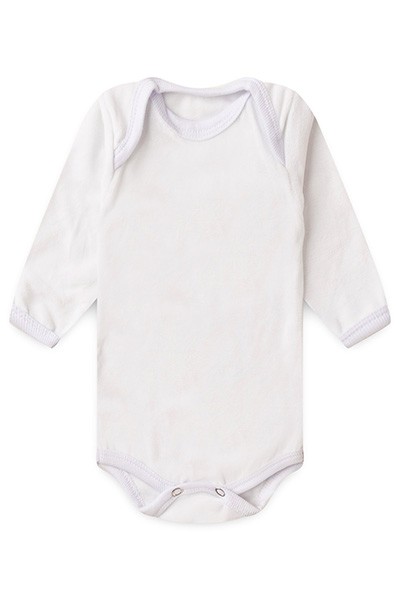 Body Bebê Plush Liso Manga Longa (RN/P/M/G) - Top Chot - Tamanho RN - Branco